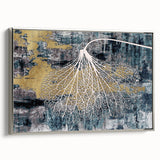 Framed canvas wall art featuring an abstract strokes and lines design in silver tones, showcasing a modern artistic style perfect for contemporary decor.