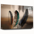 Abstract wall art featuring strokes and lines in vibrant colors, displayed in a sleek acrylic frame with pins, perfect for modern decor. Ideal for enhancing contemporary spaces.