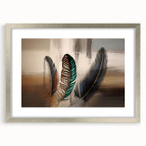 Abstract strokes and lines design wall art in a silver frame with matting, showcasing modern artistic flair ideal for contemporary home decor.