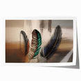 Abstract wall art featuring vibrant strokes and lines in shades of blue, orange, and yellow, perfect for modern decor. This rolled print is ideal for stylish home or office settings.
