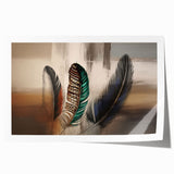 Abstract wall art featuring vibrant strokes and lines in shades of blue, orange, and yellow, perfect for modern decor. This rolled print is ideal for stylish home or office settings.