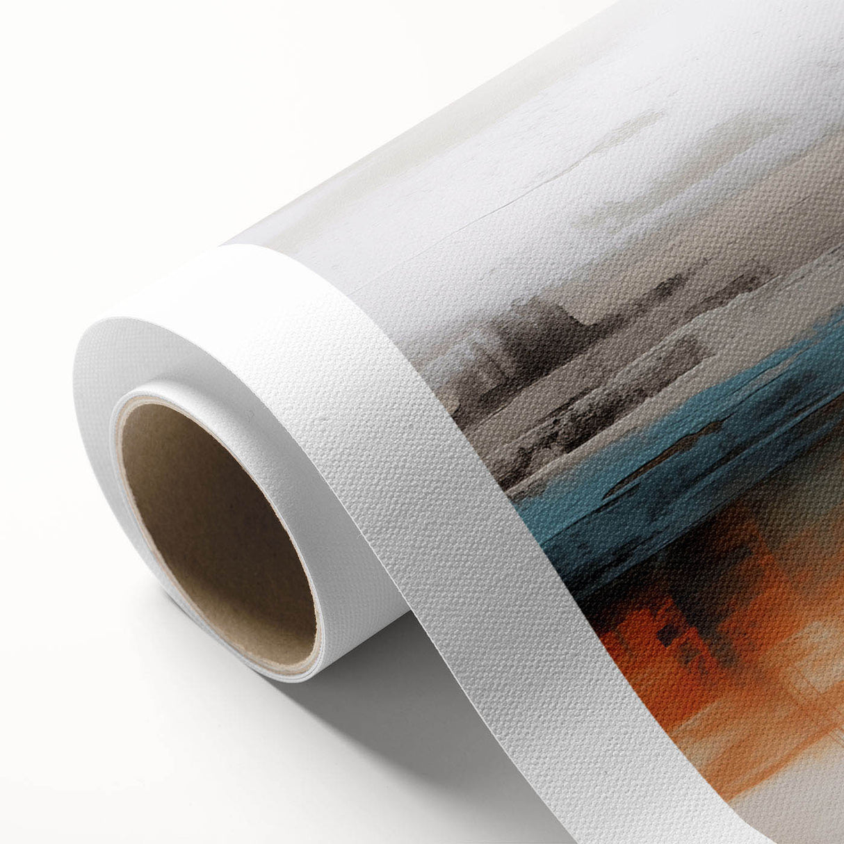 Abstract canvas wall art featuring vibrant strokes and lines in shades of blue, orange, and yellow, perfect for modern home decor or office settings.