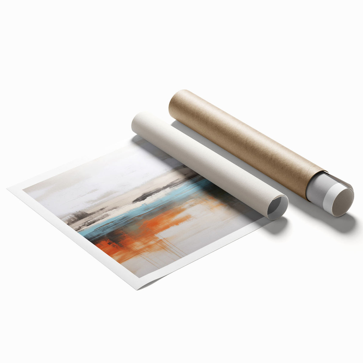 Abstract wall art print showcasing intricate strokes and lines in vibrant colors, ideal for modern home decor or artistic spaces, rolled for easy framing.