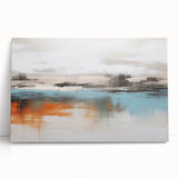 Abstract wall art featuring vibrant strokes and lines in shades of blue, yellow, and pink on a stretched canvas, perfect for modern home decor.