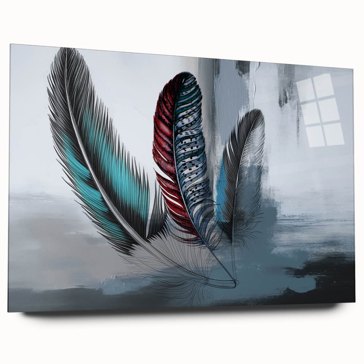 Abstract strokes and lines design wall art collection displayed in sleek acrylic glass, showcasing vibrant colors and modern aesthetics for contemporary decor.