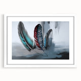 Abstract wall art featuring colorful strokes and lines in a modern design, framed in white with a mat, perfect for contemporary home decor.