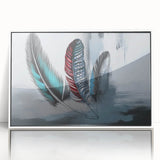 Framed acrylic wall art showcasing an abstract design of colorful strokes and lines, set against a white background, perfect for modern home decor.