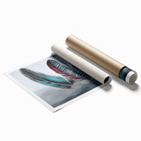 Abstract strokes and lines in vibrant colors create a modern wall art design, ideal for contemporary interiors. This rolled print showcases a dynamic blend of shapes, perfect for adding artistic flair to any space.