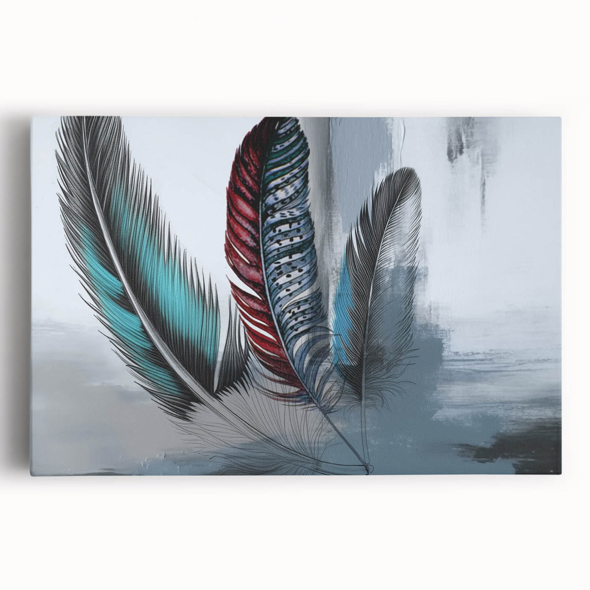 Abstract wall art featuring vibrant strokes and lines in bold colors, ideal for modern decor. Stretched canvas design showcasing dynamic patterns and artistic flair.