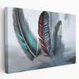 Abstract wall art featuring dynamic strokes and lines in a vibrant color palette, displayed in a stretched canvas format from a side view, ideal for modern decor.