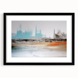 Abstract wall art featuring bold strokes and lines in a modern design, framed with a black mat and showcasing a sleek front view, perfect for contemporary decor.