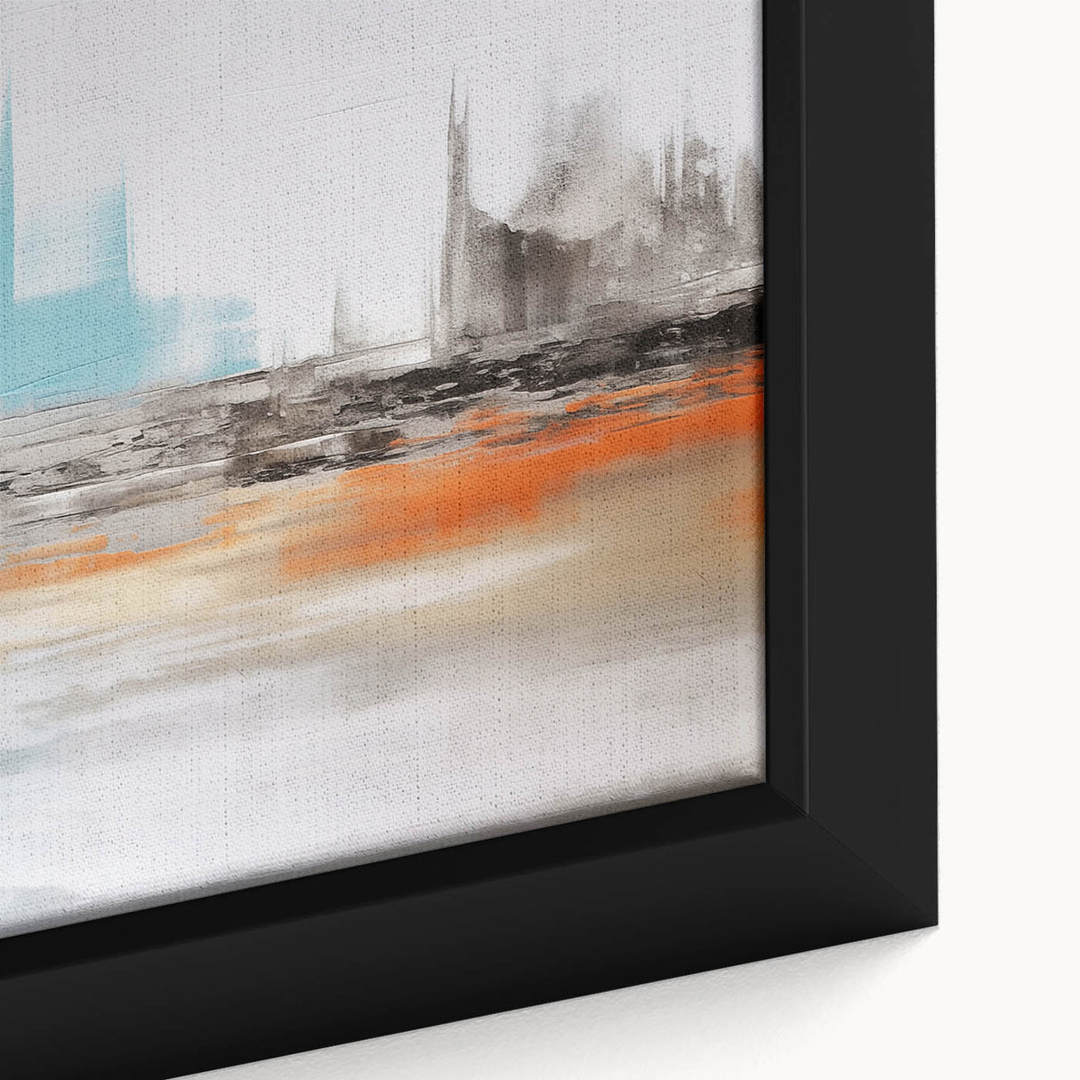Close-up view of a framed canvas showcasing an abstract strokes and lines design in vibrant colors, perfect for modern home decor and wall art collections. The intricate patterns create a dynamic visual effect, enhancing any living space.
