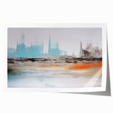 Abstract wall art print showcasing vibrant strokes and lines in shades of blue, orange, and yellow, perfect for modern home decor. Ideal for adding a contemporary touch to living spaces.