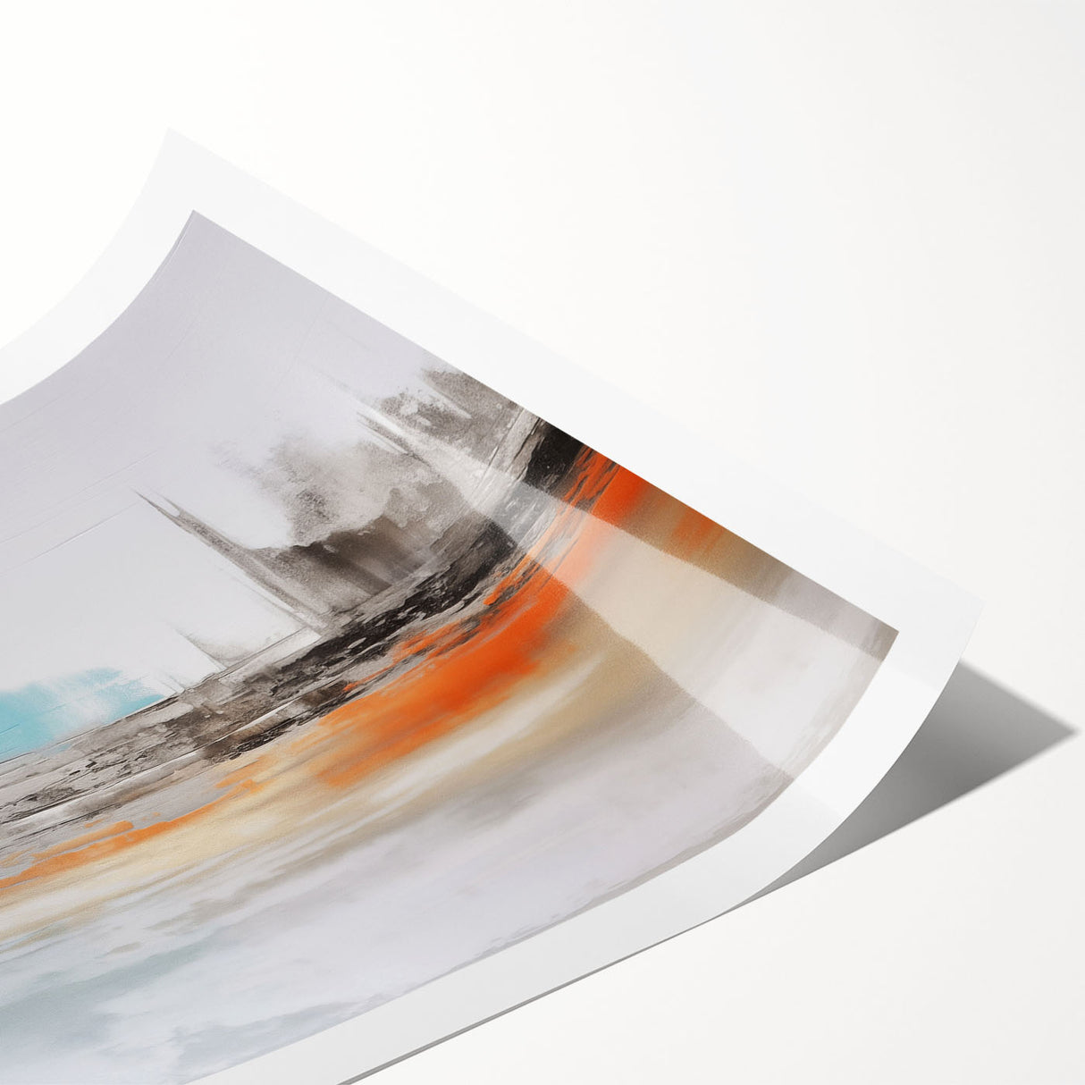 Abstract art print showcasing a vibrant composition of colorful strokes and lines, perfect for modern home decor. Features a rolled design for easy framing.