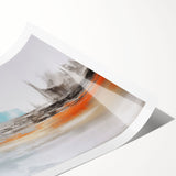 Abstract art print showcasing a vibrant composition of colorful strokes and lines, perfect for modern home decor. Features a rolled design for easy framing.