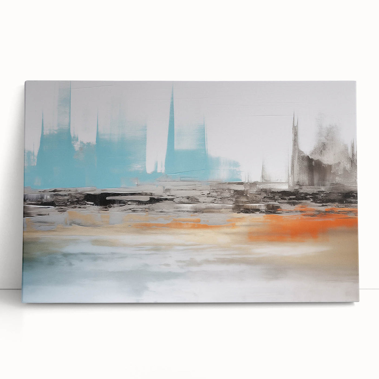 Abstract wall art featuring vibrant strokes and lines in bold colors, showcasing a modern design on stretched canvas, ideal for contemporary home decor.