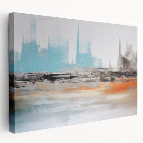 Abstract canvas wall art showcasing dynamic strokes and lines in vibrant colors, presented in a side view to highlight its stretched design and textured finish. Perfect for modern decor.