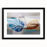 Abstract wall art print showcasing a dynamic composition of colorful strokes and lines, framed in black with a mat, ideal for modern decor settings.