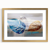 Abstract strokes and lines design in a gold-framed wall art piece, showcasing a modern aesthetic with a mat for added elegance, perfect for contemporary decor.