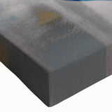 Close-up of a vibrant abstract wall art design featuring colorful strokes and lines on stretched canvas, perfect for modern home decor and artistic interiors.