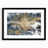 Abstract strokes and lines in a modern wall art design featuring a black frame with matting, perfect for contemporary decor. Ideal for adding elegance to living spaces.