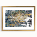 Framed abstract wall art featuring colorful strokes and lines in gold, perfect for modern decor. Ideal for enhancing living spaces with artistic flair.