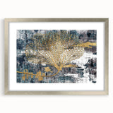 Abstract strokes and lines in a modern wall art design, framed with a silver mat, showcasing a contemporary aesthetic perfect for stylish home decor.