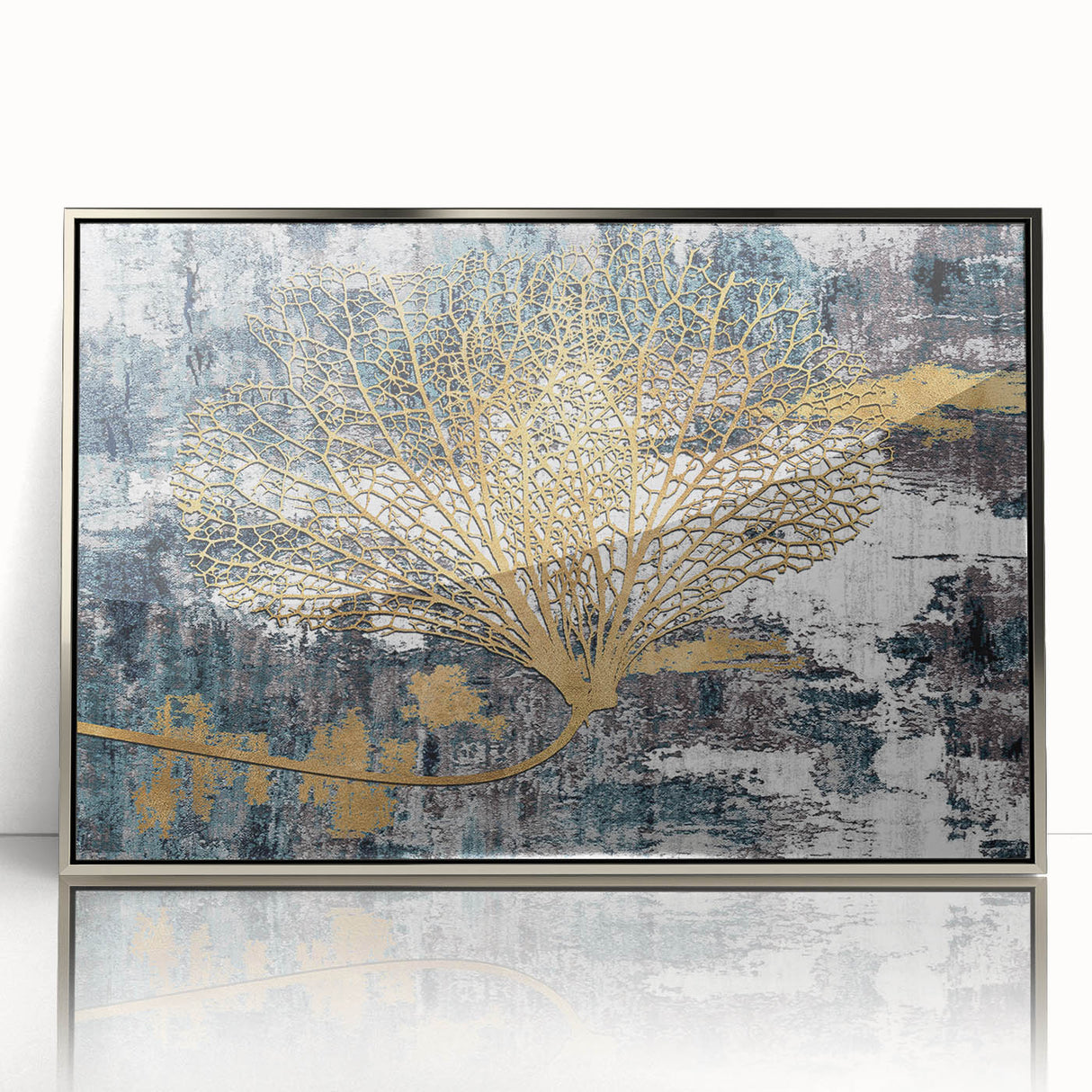 Framed abstract wall art showcasing colorful strokes and lines in a contemporary design, featuring a sleek silver frame, perfect for modern decor.