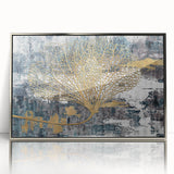 Framed abstract wall art showcasing colorful strokes and lines in a contemporary design, featuring a sleek silver frame, perfect for modern decor.