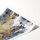 Abstract strokes and lines design wall art print showcasing vibrant colors and dynamic patterns, rolled for easy display and shipping in a protective tube.