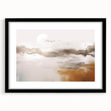 Abstract wall art featuring dynamic strokes and lines in a modern design, framed with a black mat, perfect for contemporary home decor. Ideal for enhancing living spaces with artistic flair.