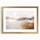 Abstract wall art featuring bold strokes and lines in a gold frame, showcasing a modern design ideal for contemporary home decor. Perfect for adding elegance to any living space.