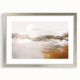 Abstract wall art design featuring colorful strokes and lines in a silver frame with matting. Ideal for modern decor, adding a vibrant touch to any room.