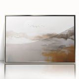 Framed wall art featuring an abstract design of colorful strokes and lines, set in a sleek silver frame, perfect for modern home decor. Ideal for enhancing living spaces.