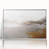 Framed acrylic wall art featuring an abstract design with colorful strokes and lines, set against a white background, ideal for modern home decor.