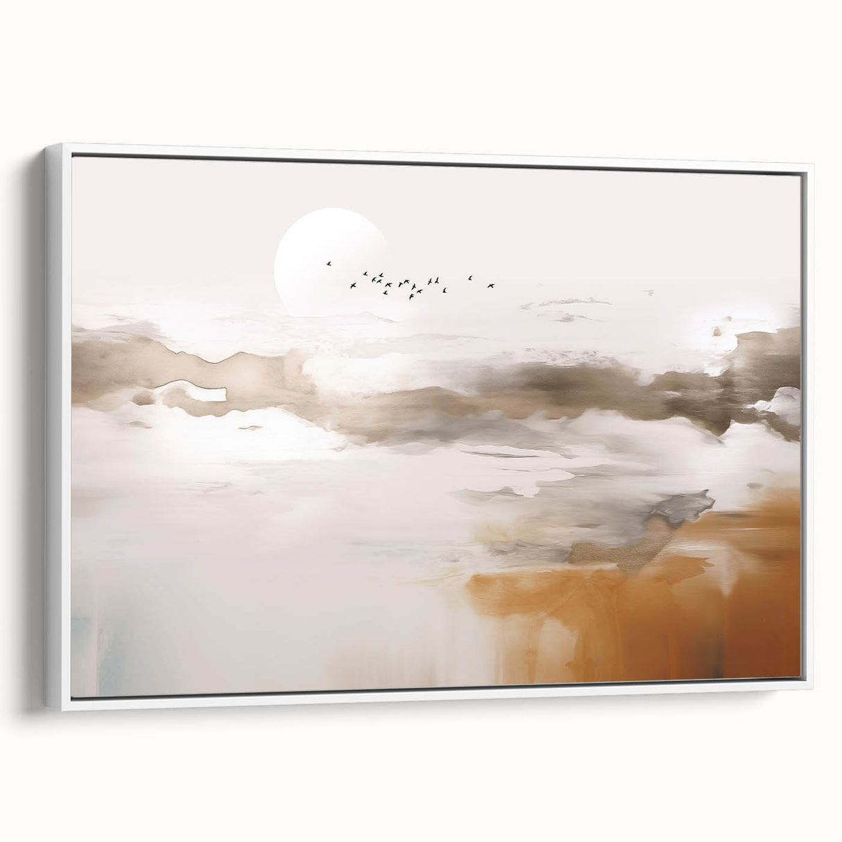 Framed canvas wall art showcasing an abstract design of colorful strokes and lines in a modern aesthetic, featuring a sleek white frame ideal for contemporary decor.