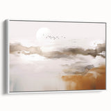 Framed canvas wall art showcasing an abstract design of colorful strokes and lines in a modern aesthetic, featuring a sleek white frame ideal for contemporary decor.