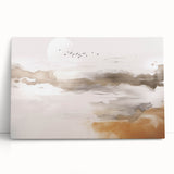 Abstract wall art featuring vibrant strokes and lines in shades of blue, orange, and yellow, elegantly displayed on a stretched canvas, perfect for modern decor.