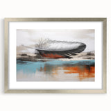 Abstract wall art featuring vibrant strokes and lines in a modern design, framed in silver with a mat, perfect for contemporary home décor accents.