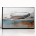 Framed wall art featuring an abstract design of colorful strokes and lines, presented in a sleek black frame, adding a modern touch to any decor setting.