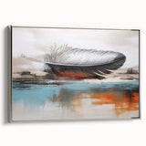 Framed canvas wall art showcasing an abstract design of colorful strokes and lines, with a sleek silver frame, perfect for modern home decor.