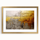 Abstract strokes and lines design wall art print in a gold frame with matting, showcasing modern elegance and sophistication, perfect for contemporary decor.