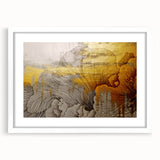 Abstract strokes and lines design in a modern framed wall art piece, featuring a white mat and sleek frame, perfect for contemporary home decor.