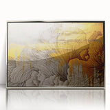 Framed acrylic wall art featuring an abstract design of strokes and lines in silver tones, ideal for modern home decor, showcasing a sleek and elegant aesthetic.