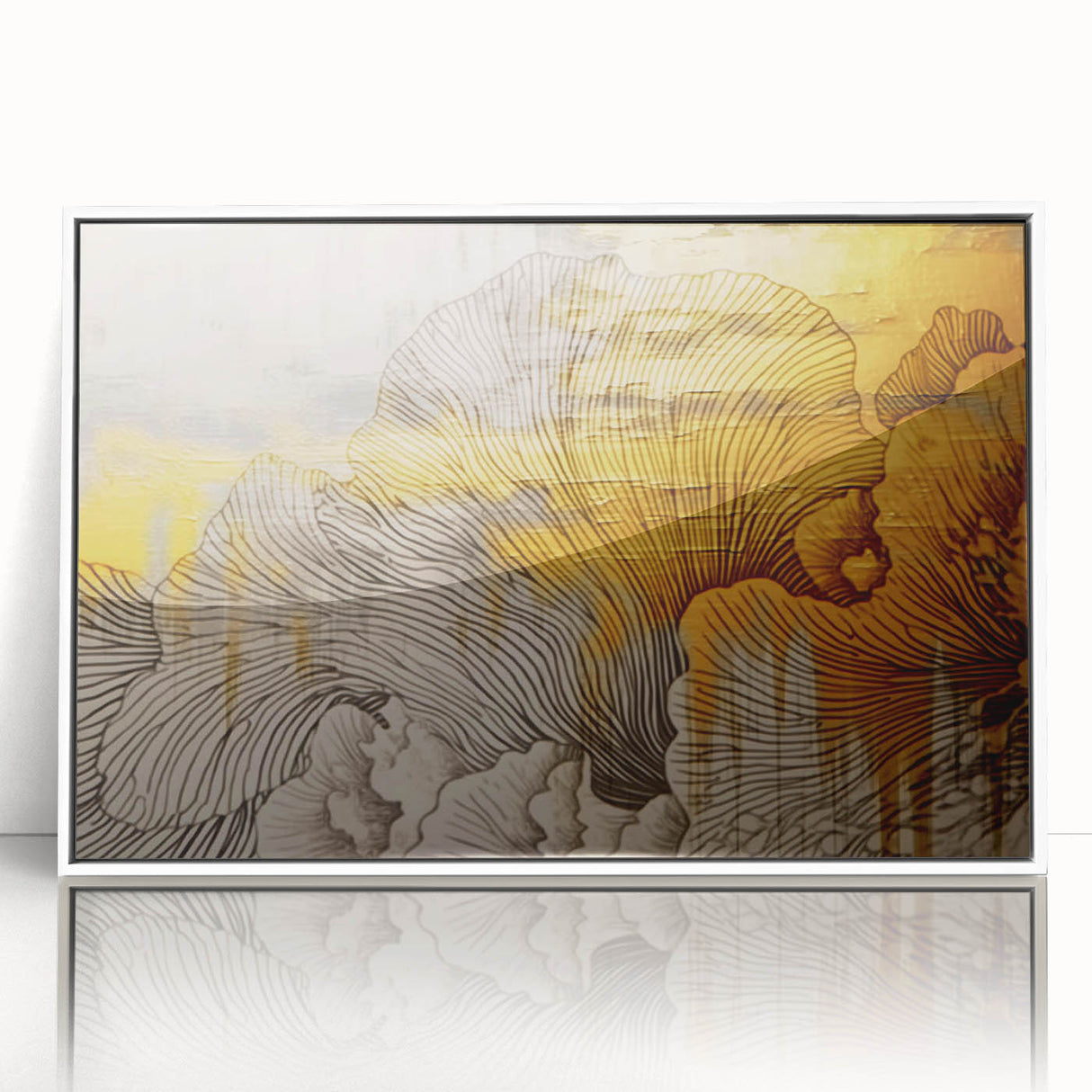 Framed abstract wall art featuring colorful strokes and lines in a modern design, set against a white background, perfect for contemporary home decor.