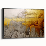 Framed canvas wall art showcasing abstract strokes and lines design in black, displaying a modern aesthetic with a sleek side view, perfect for contemporary decor.