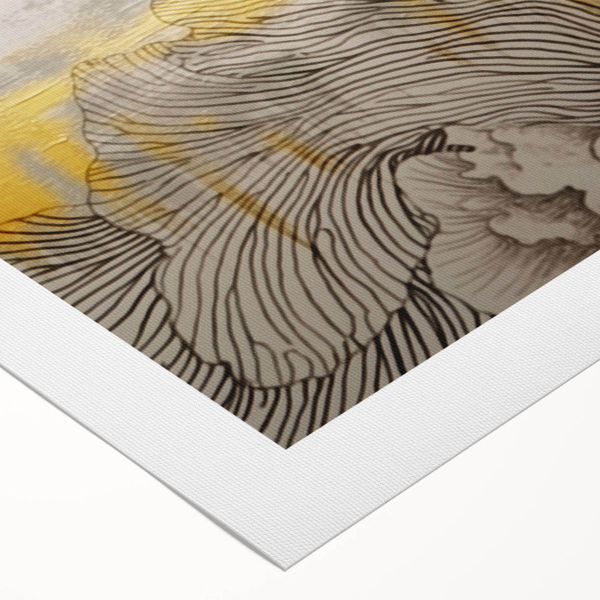 Abstract canvas wall art featuring vibrant strokes and lines in shades of blue, orange, and yellow, ideal for modern decor and artistic home styling. This rolled print is perfect for adding a splash of color to any room while enhancing visual interest.