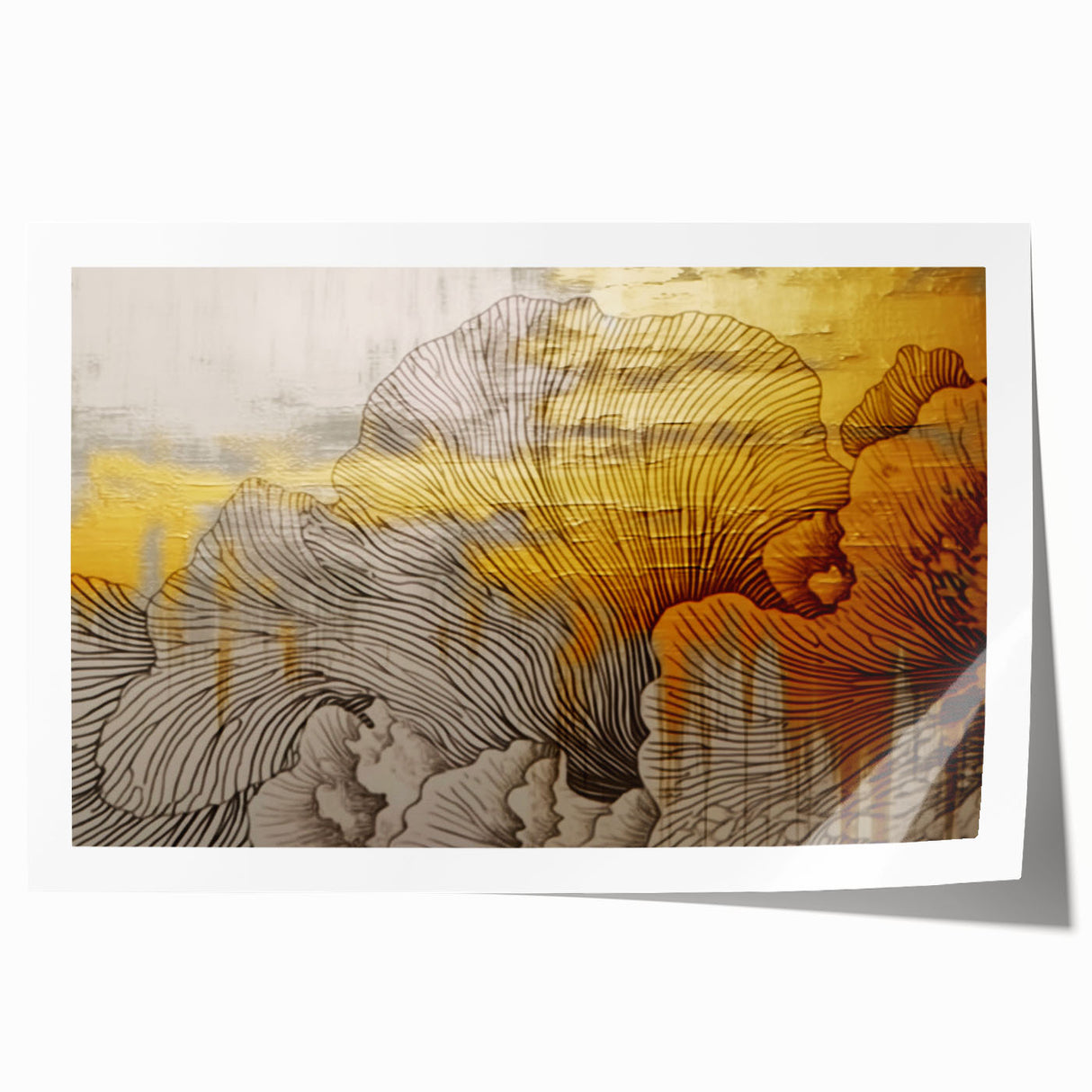 Abstract wall art print featuring a vibrant composition of colorful strokes and lines, showcasing a modern design perfect for contemporary home decor. The rolled print is designed to add a dynamic touch to any interior space, making it an ideal choice for art enthusiasts looking to enhance their environment with unique artistic expressions.