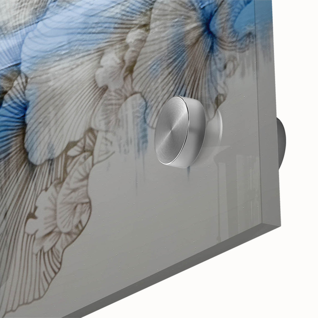 Close-up view of an abstract wall art design showcasing vibrant strokes and lines in a harmonious blend of colors, perfect for modern home decor.