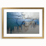 Abstract wall art featuring a collection of elegant strokes and lines in soft pastel colors, framed with a gold mat, enhancing modern interior decor. Ideal for contemporary spaces.